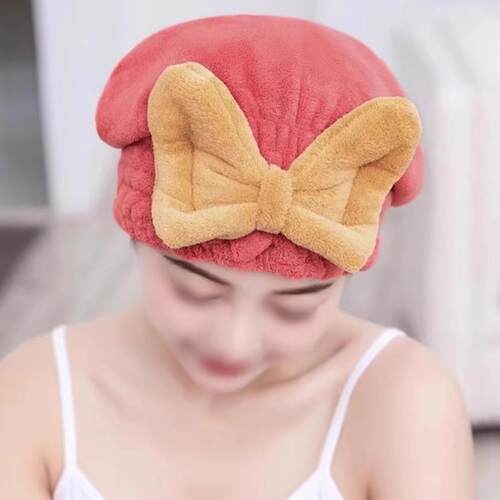 Quick-drying Hair Drying Cap for Women, Cute Bow Design, Sup