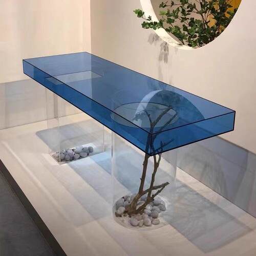 压克力中岛流水台展示台服装店桌子轻奢简约陈列展示桌网红店展台