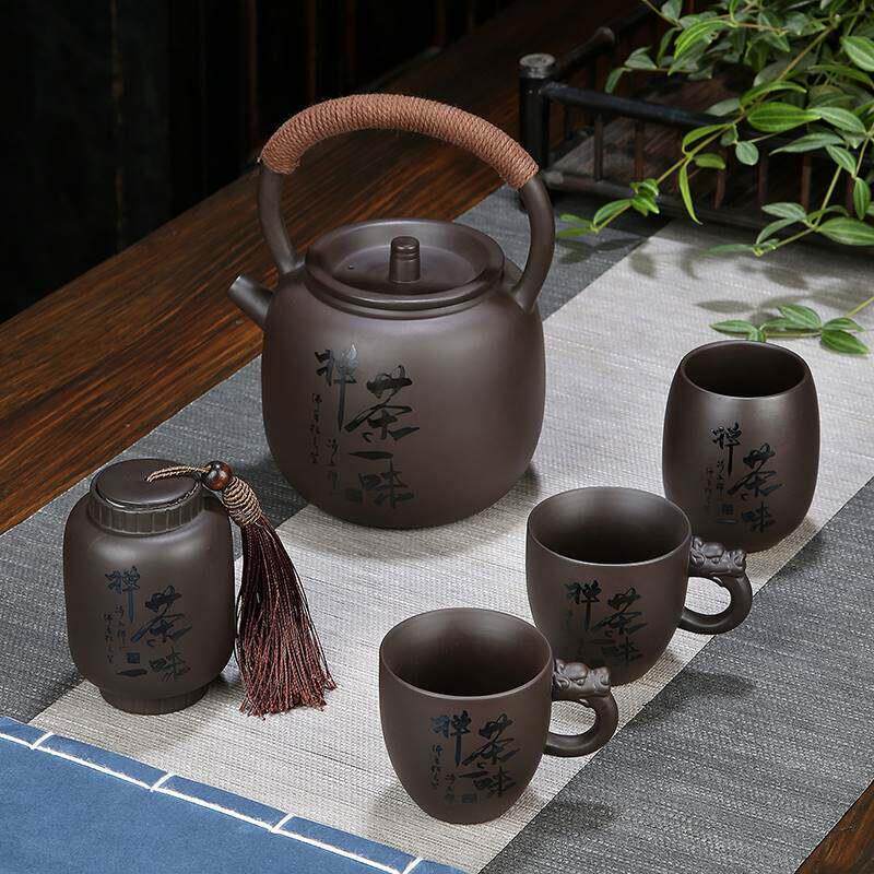 原矿紫砂提梁壶功夫茶具套组家用旅行可携式泡茶壶茶杯冷水壶订制
