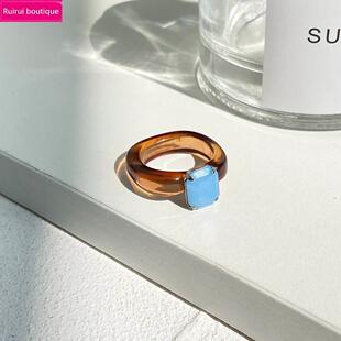 resin girl cute rhinestone ring Fashion finger Inlaid index