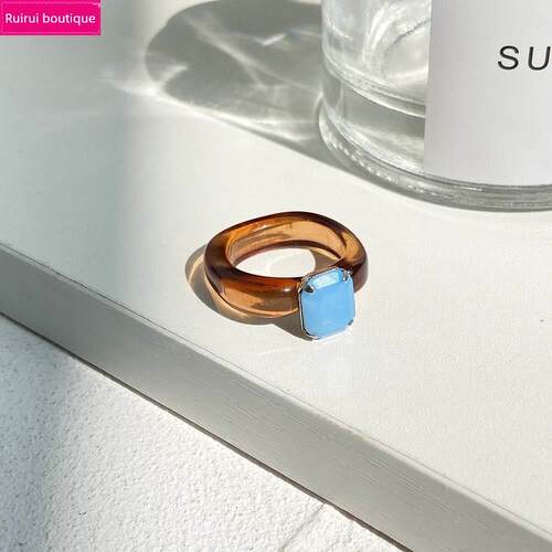 cute Inlaid rhinestone resin index finger ring Fashion girl