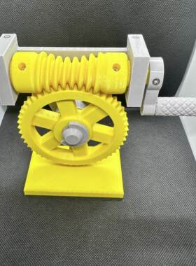 涡轮蜗杆传动模型减速机机械原理3D打印教学模型手摇螺旋齿轮演示AR