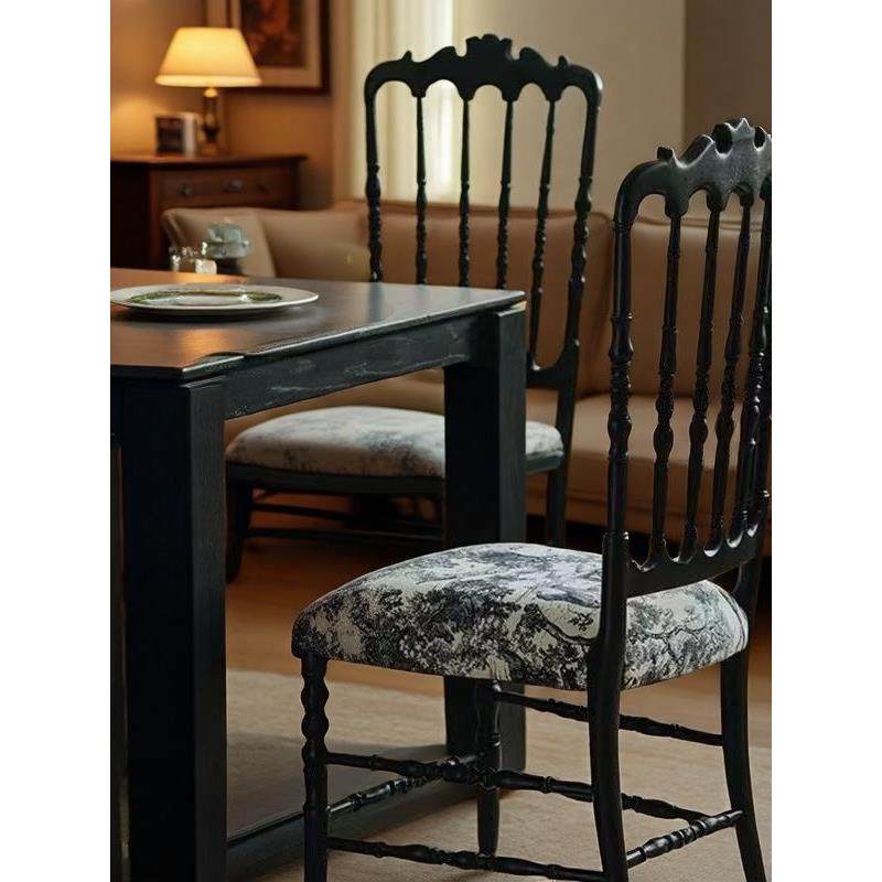 法式餐椅家用实木中古设计师拿破仑餐椅美式实木覆古靠背休闲椅子,住宅家具,餐椅,淘宝优惠券,粉丝福利购,淘宝优惠卷