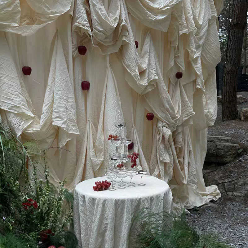 婚庆背景布幔桌布宝宝周岁场景布置婚礼挂布甜品台装饰布舞台幕布