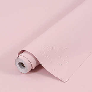 粉色纯色防潮壁纸防水墙纸自粘家用卧室宿舍墙壁装饰桌子衣柜罗加