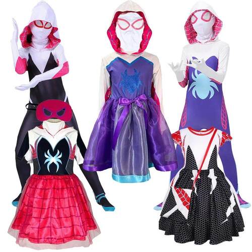 Girls Gwen Stacy Ghost Spider Costume Bodysuit Women Adult K