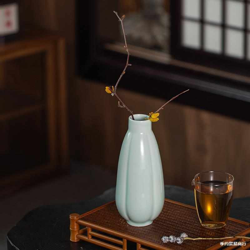 陶瓷影青小花瓶花仿宋青瓷花插摆件桌面装饰品禅意景德镇中式花器