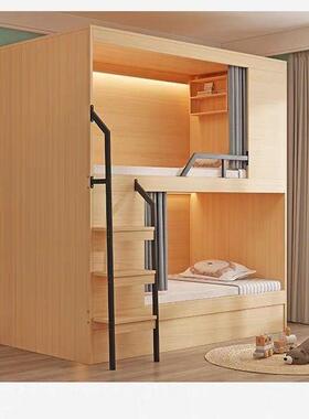 青旅民宿层床21621公寓床学生酒宿舍实双店木上下铺电竞太空舱上