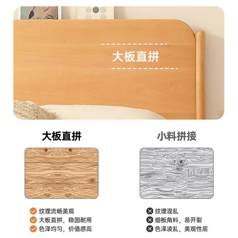 全原实木榉木北欧木风纯简约15Y102#单双大人床储物主卧室米小户