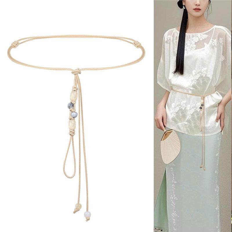 采购产品新型中国风织带女装，细绳腰炼配件，高端多用途小腰带
