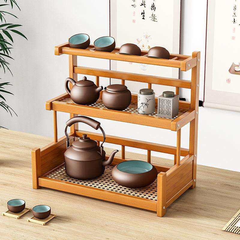 茶杯架架子茶具壶放置物架中式桌面博古架茶壶展示摆放小型架