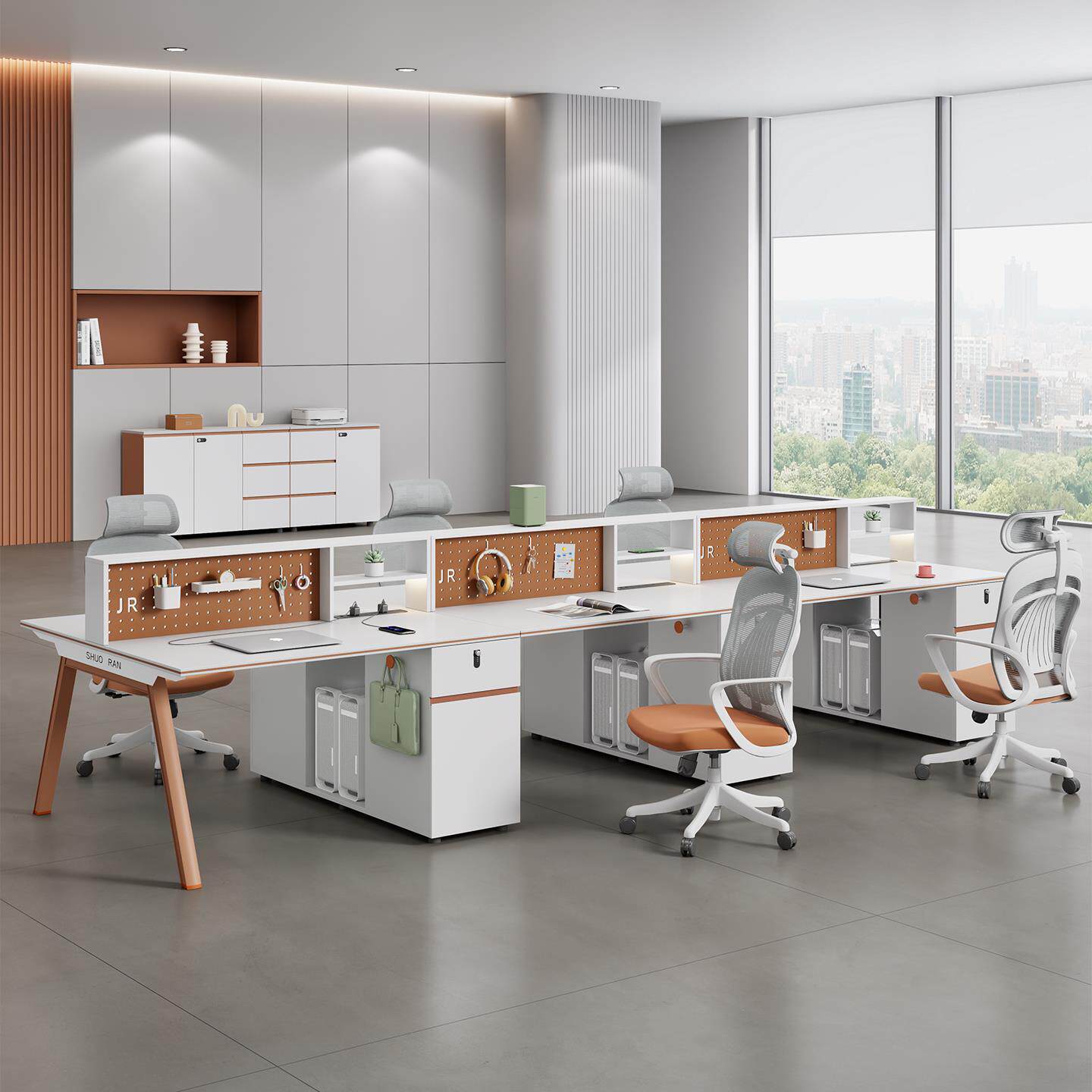 现代简约职员办公桌四人位员工工位桌椅组合办公室家具屏风办公桌