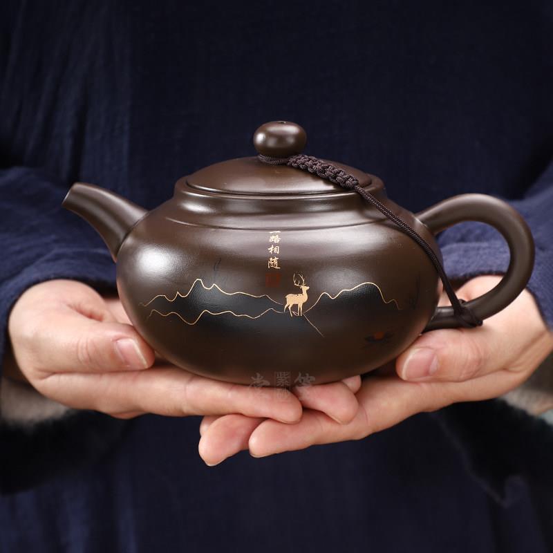 大容量紫朱泥彷古原矿紫砂壶宜兴名家纯手工功夫茶壶家用套装办公