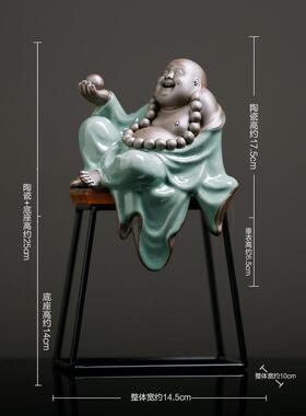 新款招弥勒佛摆件陶瓷中家居装饰品客厅玄电视柜酒柜新关式禅财意