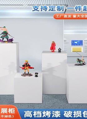 白色烤漆展示台木质中岛柜摆台高档学校活动展览地台花店方形立柱
