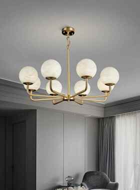 中山工厂直销云石吊灯北欧全铜魔豆灯现代简约创意圆球家用大气别