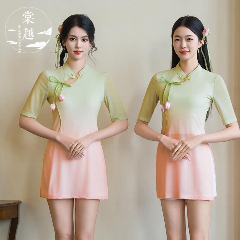 棠越足疗技师工作服女立领修身连衣裙套装气质spa按摩工作制服
