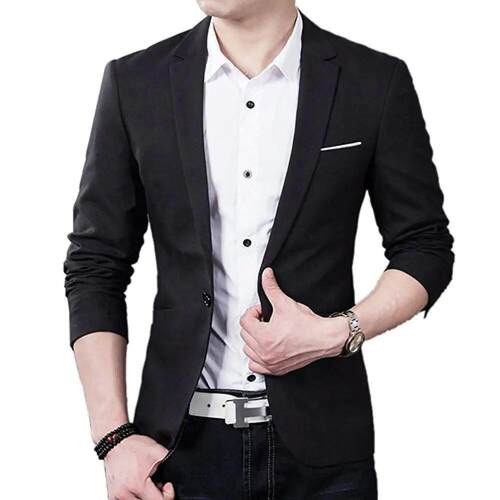 Men Formal Business Suit Coat One Button Black Blue Red Men