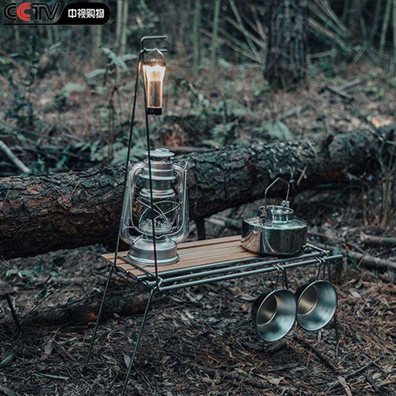 户外便携折叠烧烤野营餐桌 多功能迷你茶几桌 简易实木休闲折叠桌