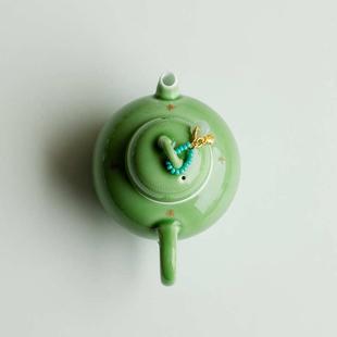 昌朴居祖母绿陶瓷茶壶单个泡茶壶中式功夫茶具家用小瓷壶色釉茶壶