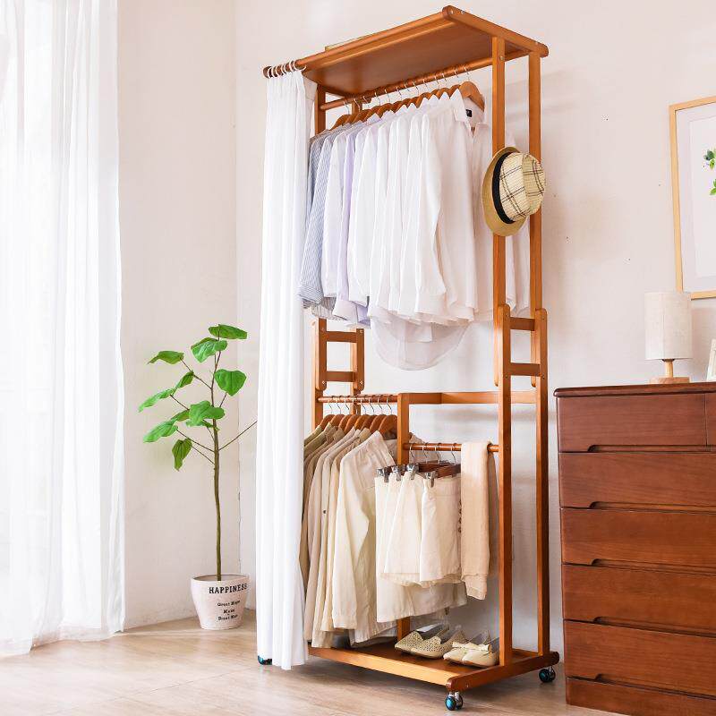 家逸 RF-LY012韩式田园衣架晾衣实落地帽木架架木质卧室衣帽架衣