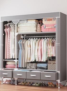 简易柜现代简约布加艺衣柜钢衣管加粗固经济型出CWT租房收用纳挂