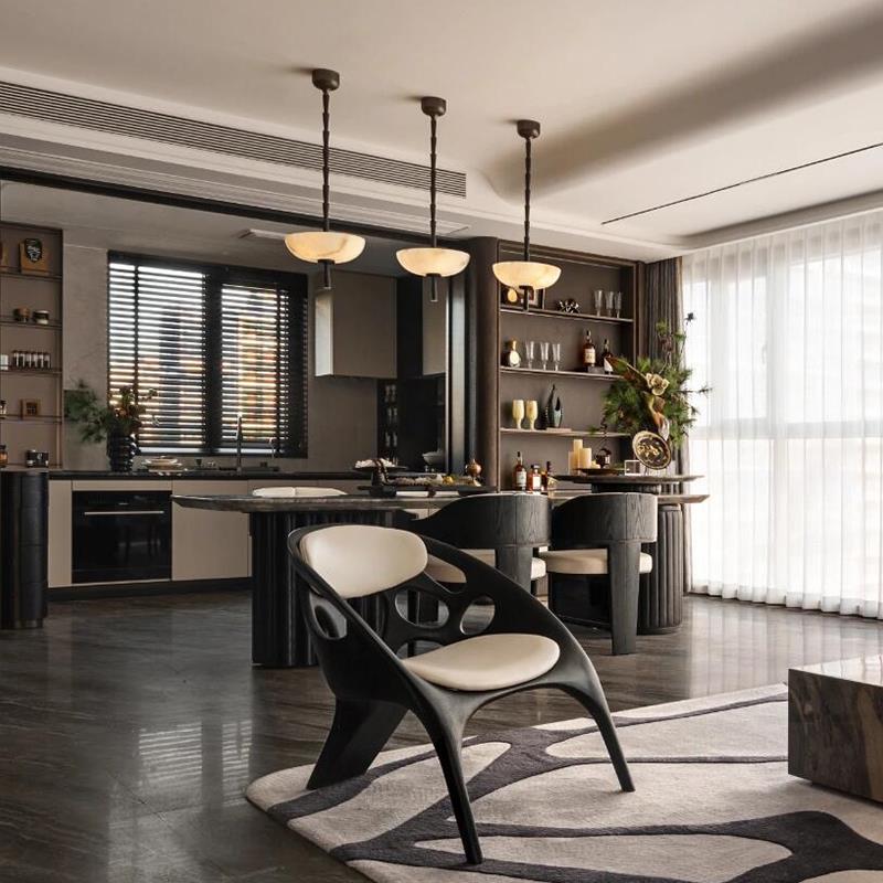 工厂直销【奢华定制】设计师海派风格餐厅云石吊灯餐桌吧台过道书