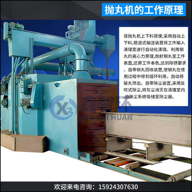 钢结构抛丸机通过式喷丸机钢管型材除锈喷砂机抛丸清理机自动喷机