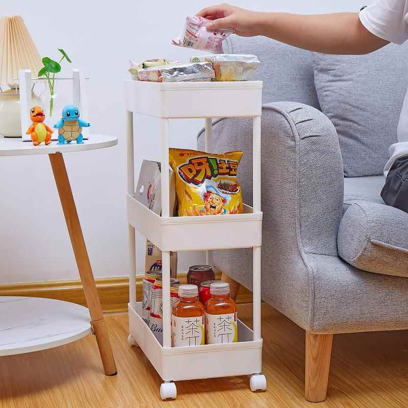 带轮置物架多层缝隙收纳架移动简易厨房整理架子客厅收纳手推车