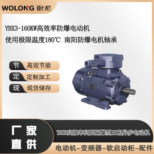 YBX3-160W高效率防爆电动机使用极限温度180℃南阳防爆电机轴承
