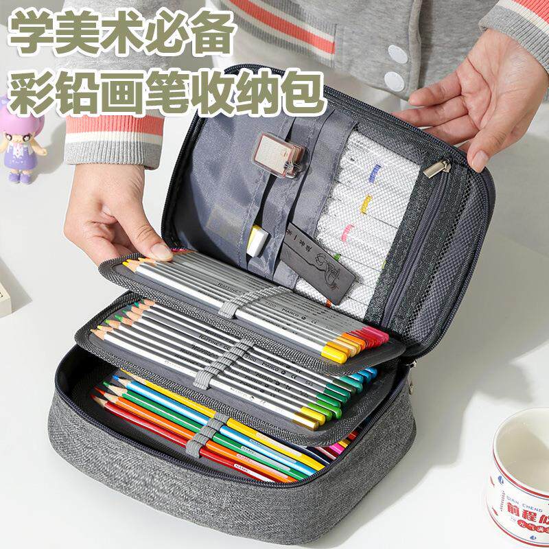 新款72孔美术笔袋笔帘大容量多孔素描笔收纳包绘画铅笔文具盒
