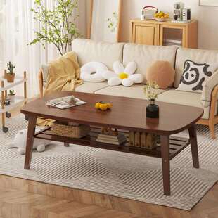 茶几客厅家用小户型北欧简约小桌子双层实木茶台阳台茶桌原木茶几