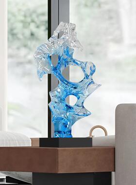 太湖石雕塑酒玄HWP饰店大堂客厅关透明摆件艺雕术品售楼处落地装