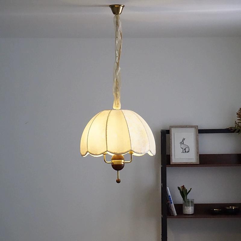 中古餐厅吊灯美式复古卧室房间灯感vintage布艺印花设计师款