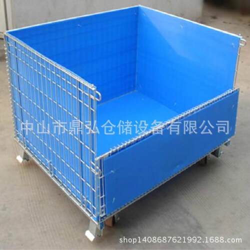 仓储笼折叠式金属周转箱带中空板防刮花重型铁笼网笼设计可叠放