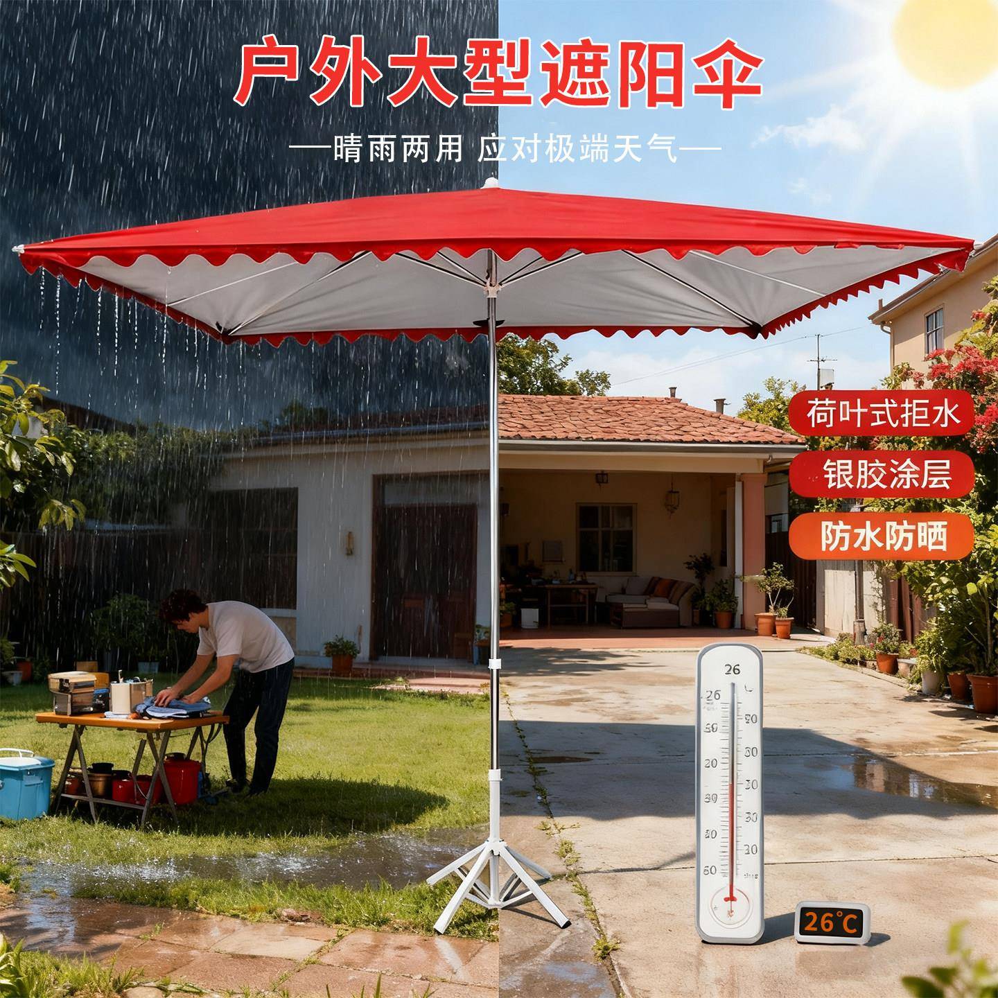 遮阳伞户外摊专用大伞车大型室外摆晴两用太阳伞20251109三轮雨棚