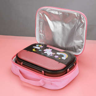 铝箔手拎饭兜扁平饭盒手提包便当袋子带饭保温袋饭包装小学生儿童