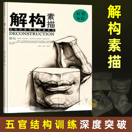 解构素描石膏五官 结构训练深度突破系列 美术绘画书籍技法结构联考校考临摹范本画初学入门教学教材素描速写自学零基础艺考