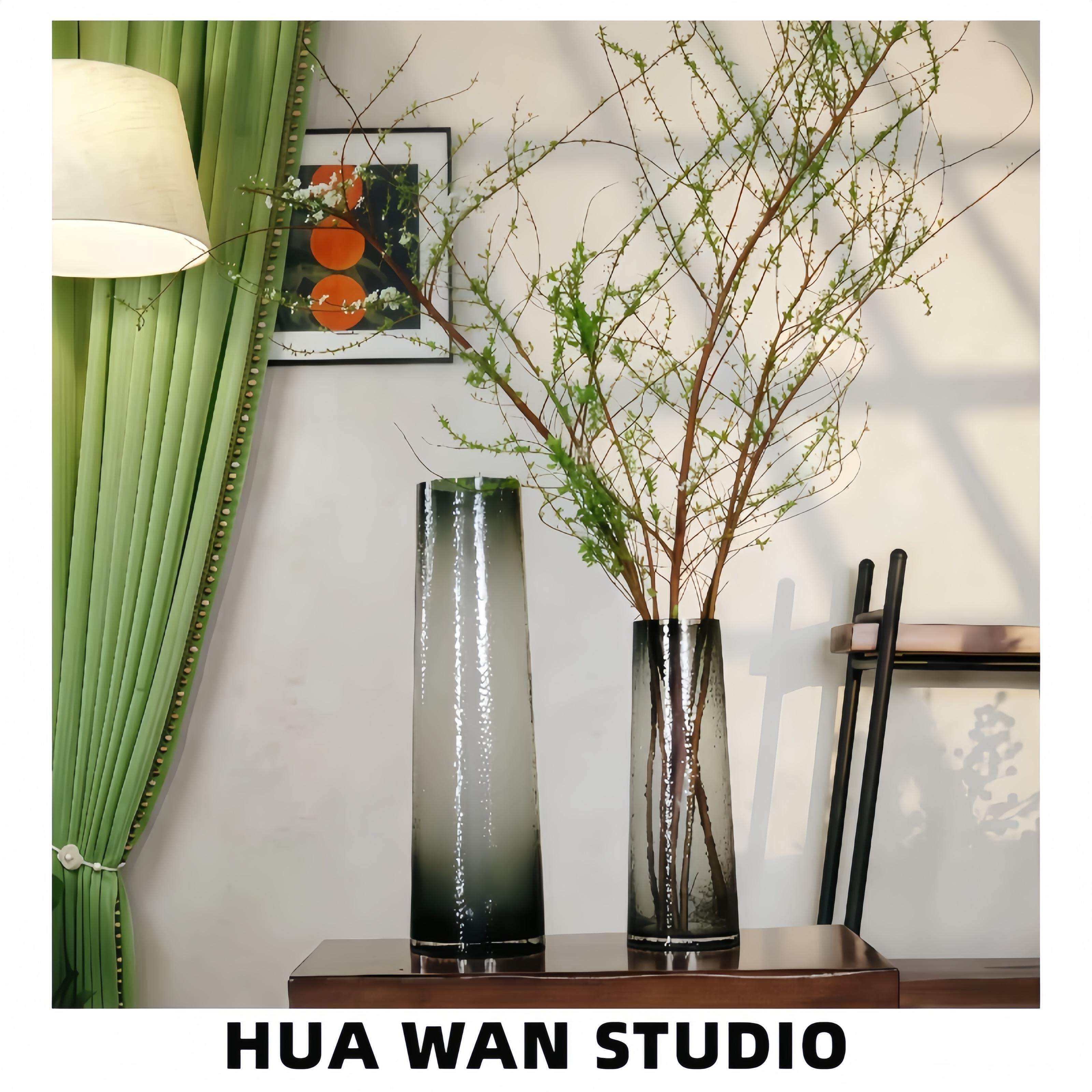 锤纹T筒 |人工吹制玻璃花瓶插花养花复古风匠心手工装饰小家摆件