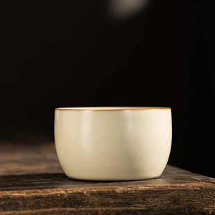 米黄汝窑主人杯家用可养茶杯陶瓷个人专用泡茶品茗杯功夫茶具杯子