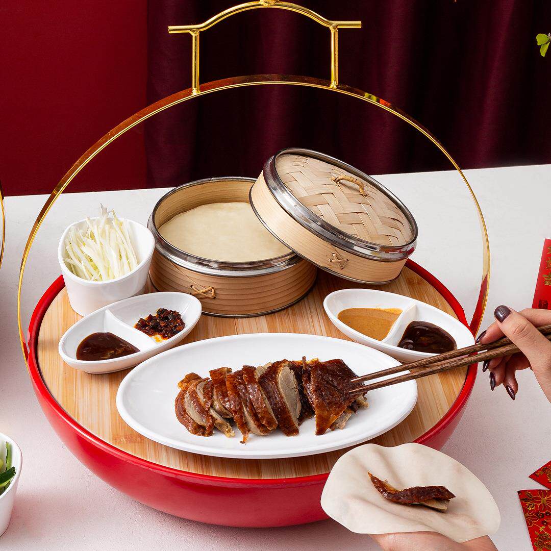 瓷北京烤鸭提篮餐具密胺片皮鸭套装中子仿式点心食盒盘密EUZ胺餐