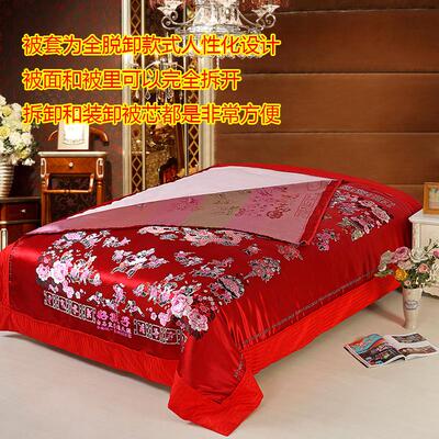 丝绸织锦缎婚庆被套大红绿软锻被面绸缎被罩结婚喜被龙凤百子被罩