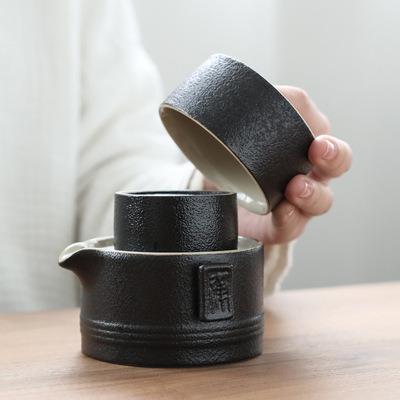 黑陶旅行快客杯茶具简约办公家用便携一壶二杯功夫小套装茶具logo