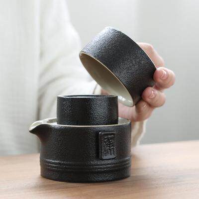 黑陶旅行快客杯茶具简约办公家用便携一壶二杯功夫小套装茶具logo