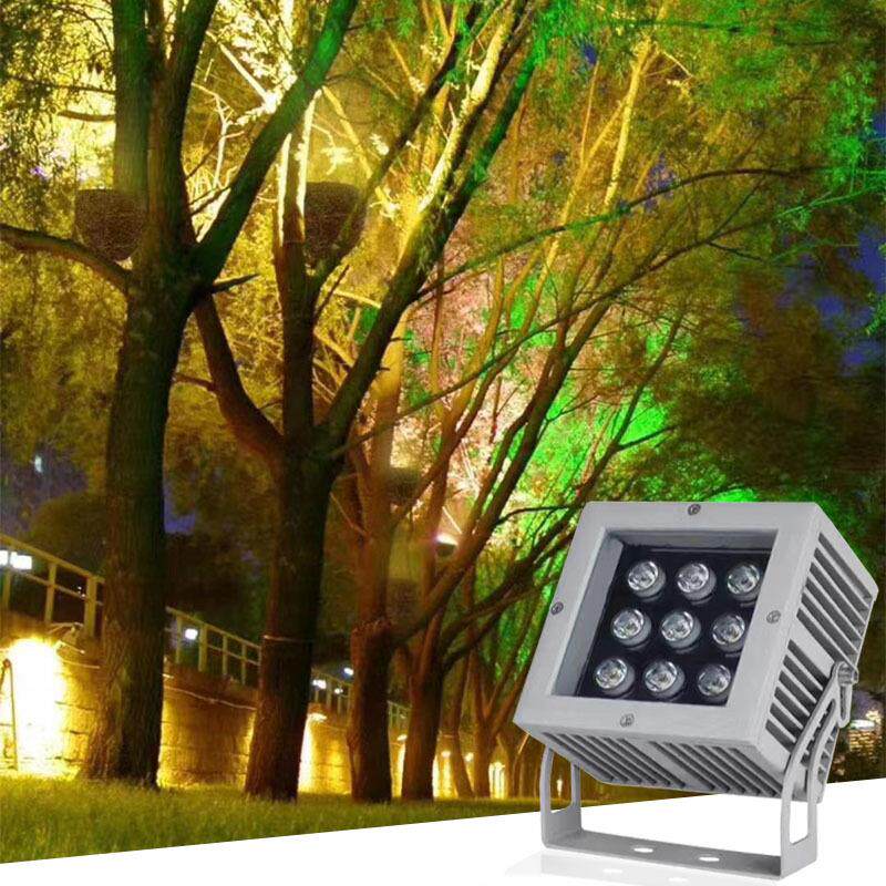led方形投射灯18W户外防水广场七彩投光灯大功率照树灯景观外墙灯