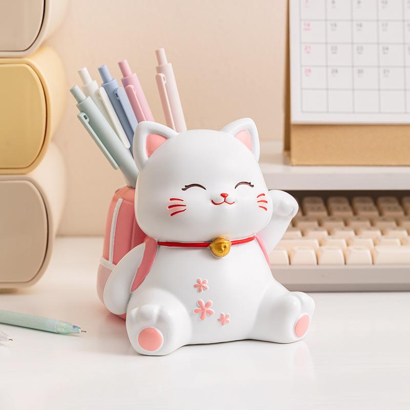 樱花猫笔筒摆件学办用品公桌面装YF084-13饰摆收生纳笔架儿童礼物