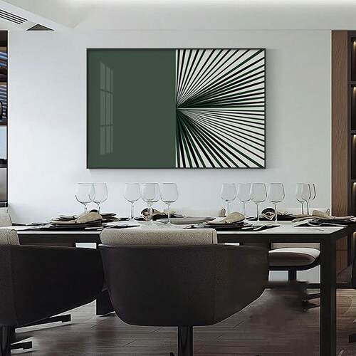 北欧风格客厅沙发背景墙装饰画卧室玄关挂画横幅射线几何空间壁画