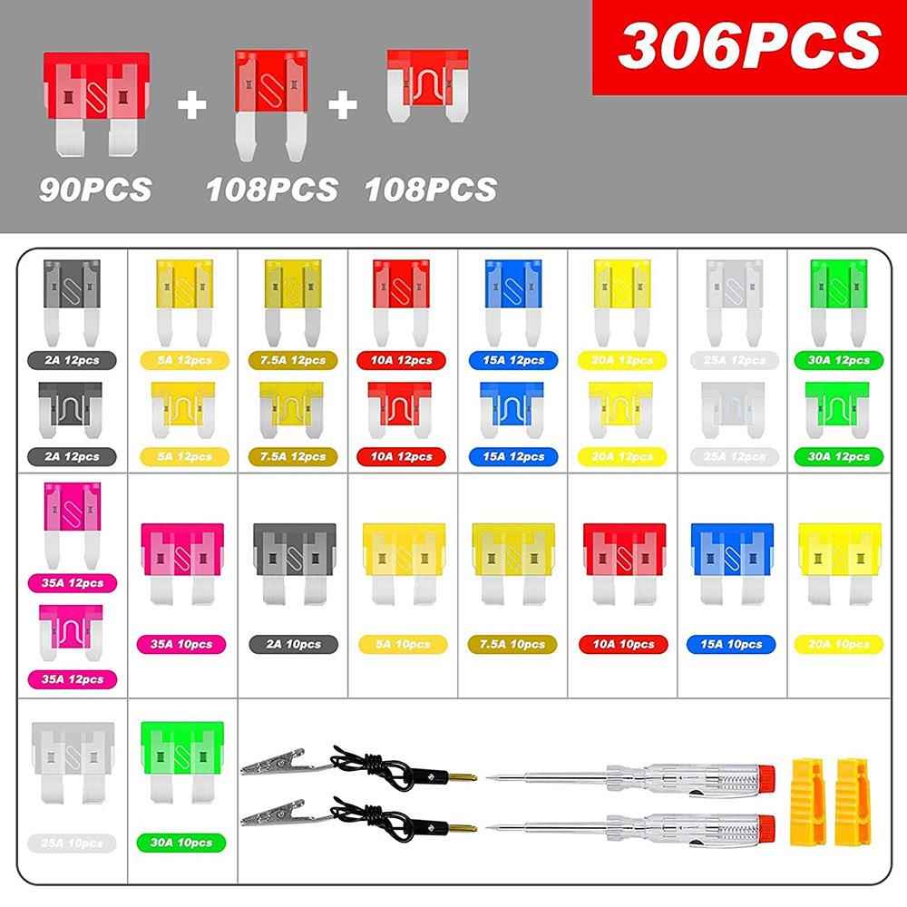 跨境供应 306pcs险盒装锌片中小401号保片试组合+电笔工保具车用