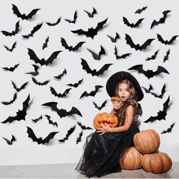 3D Black Bats Stickers With 120/140 Piece Easy Remove