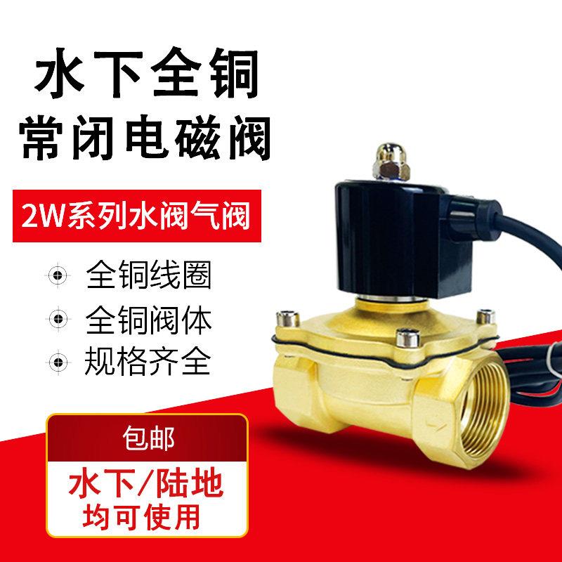 全铜常闭水下喷泉防水电磁阀水阀地埋式控制阀220v开关阀24v线圈